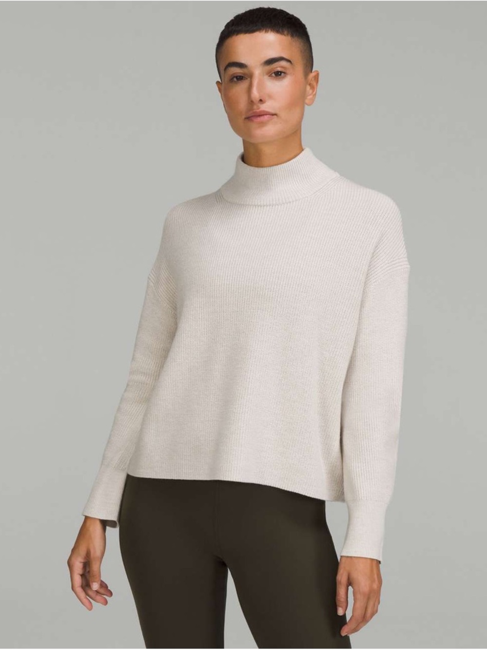 LULULEMON • Merino Wool-Blend Ribbed Turtleneck in Heathered Natural Ivory